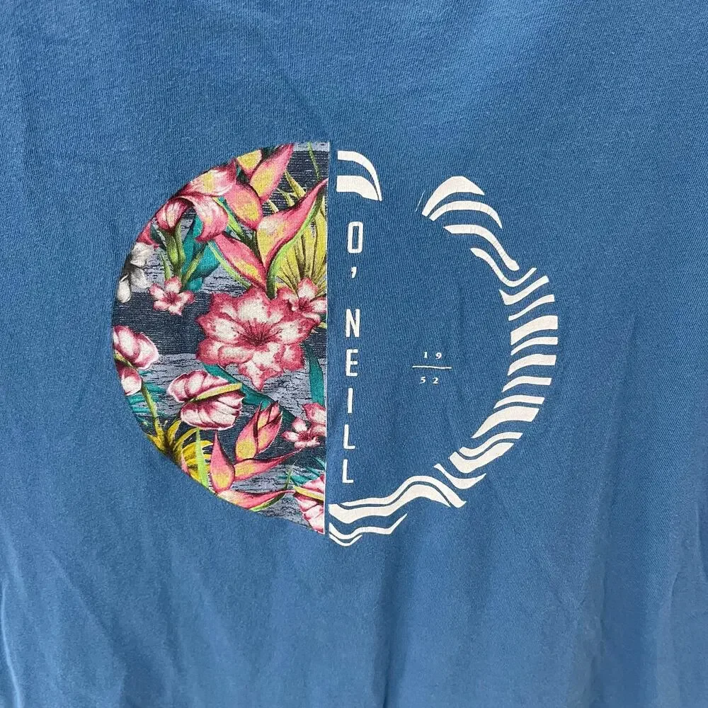 O'neill Floral Hibiscus Wave Blue Graphic T-shirt ~ Men's SM